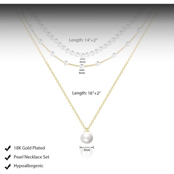 Gold Jewelry White Women Dainty Pearl Choker Earrings Bracelet Wedding Gift - Picture 5 of 6